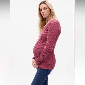 GAP Ribbed Scoop Neck Sweater in Dusty Rose